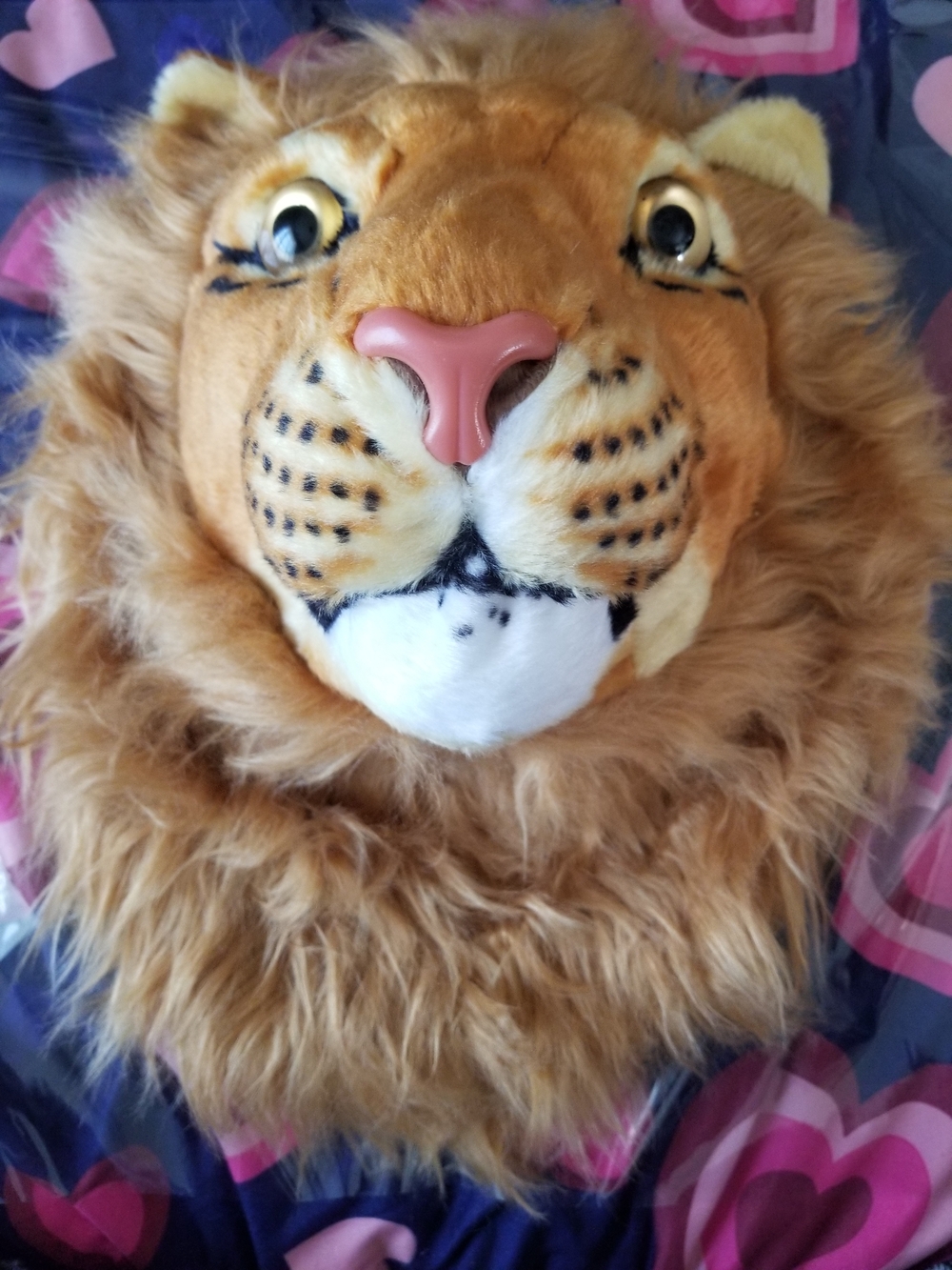 Plush 3D Lion Head Backpack with Fluffy Mane - Golden Brown and Cream